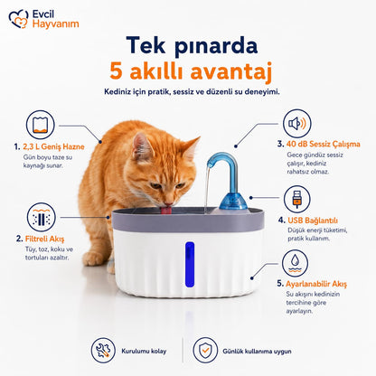 Işıklı Filtreli Otomatik Su Pınarı